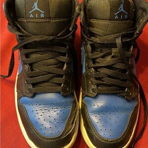 Air Jordan Black and Blue High-Top Sneakers